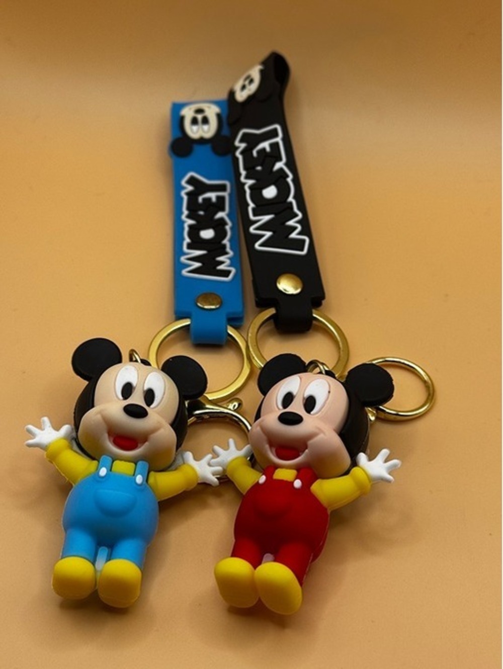 Blue and Black Mickey Mouse Set of 2  Bundle Cartoon Characters Keychains  New